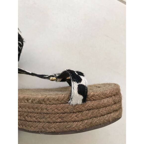 Schutz Sandalia Salto Baixo Platform Jute Animal Print Sandals - Picture 9 of 12